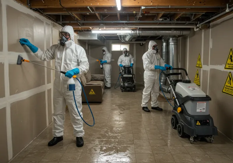 Basement Moisture Removal and Structural Drying process in Raymond, WA